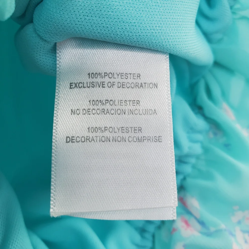 Younglands Baby Teal Floral Dress Bow Front Shift - Picture 5 of 5